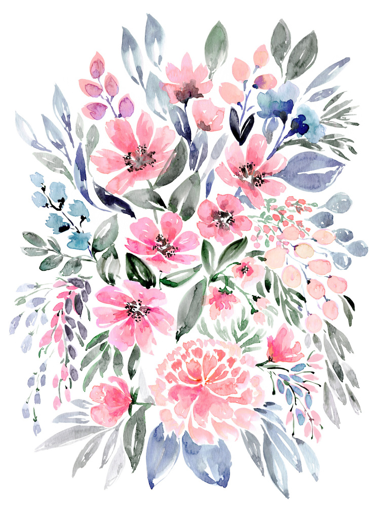 Clara watercolor bouquet von Rosana Laiz Blursbyai