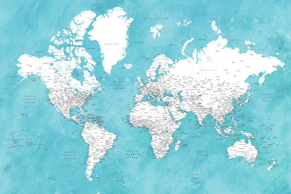 Detailed world map with cities Idrak von Rosana Laiz Blursbyai