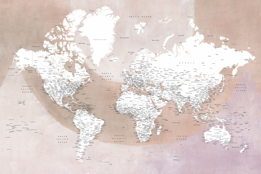 Detailed world map with cities Qawi von Rosana Laiz Blursbyai