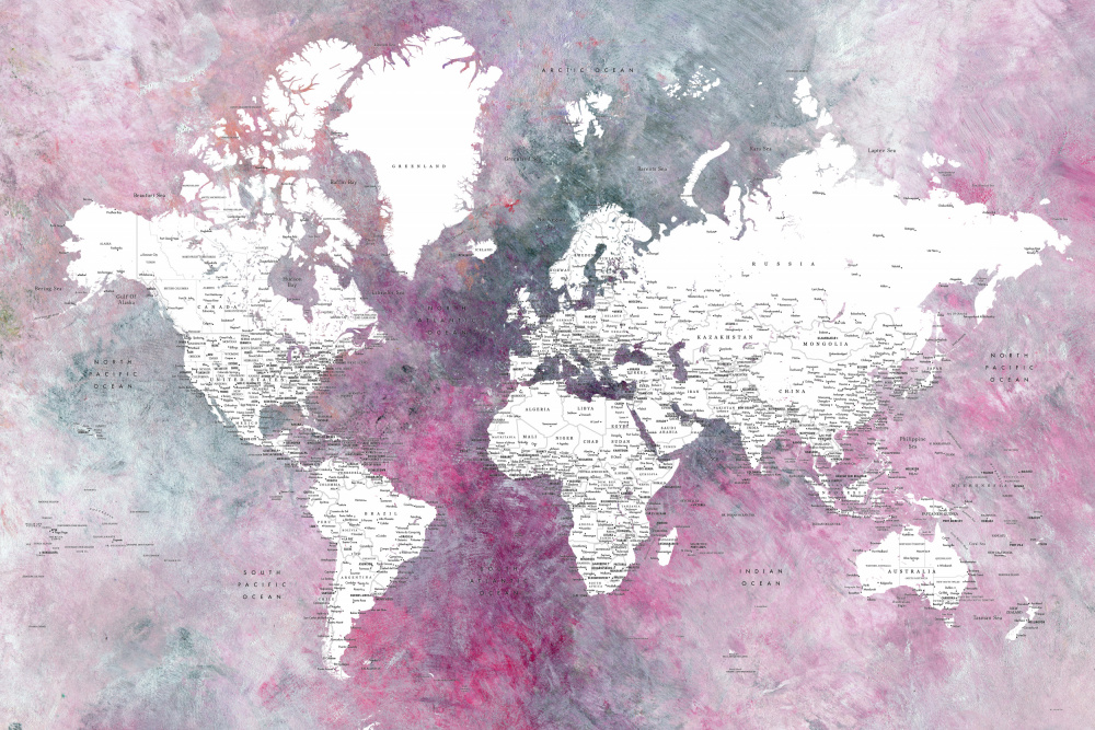 Detailed world map with cities Taliessa von Rosana Laiz Blursbyai