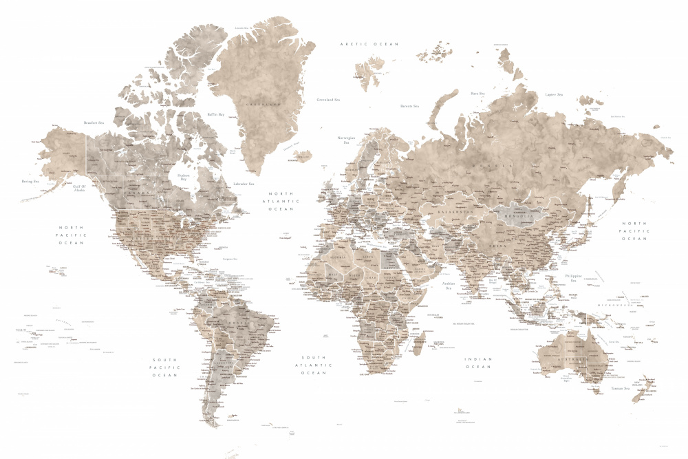 Detailed world map with cities, Abey von Rosana Laiz Blursbyai