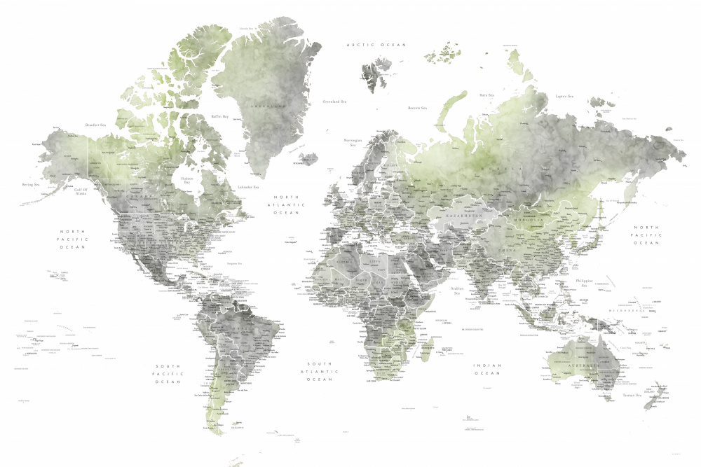 Detailed world map with cities, Hollace von Rosana Laiz Blursbyai