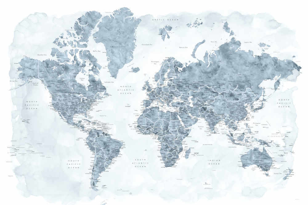 Detailed world map with cities, Jacq von Rosana Laiz Blursbyai