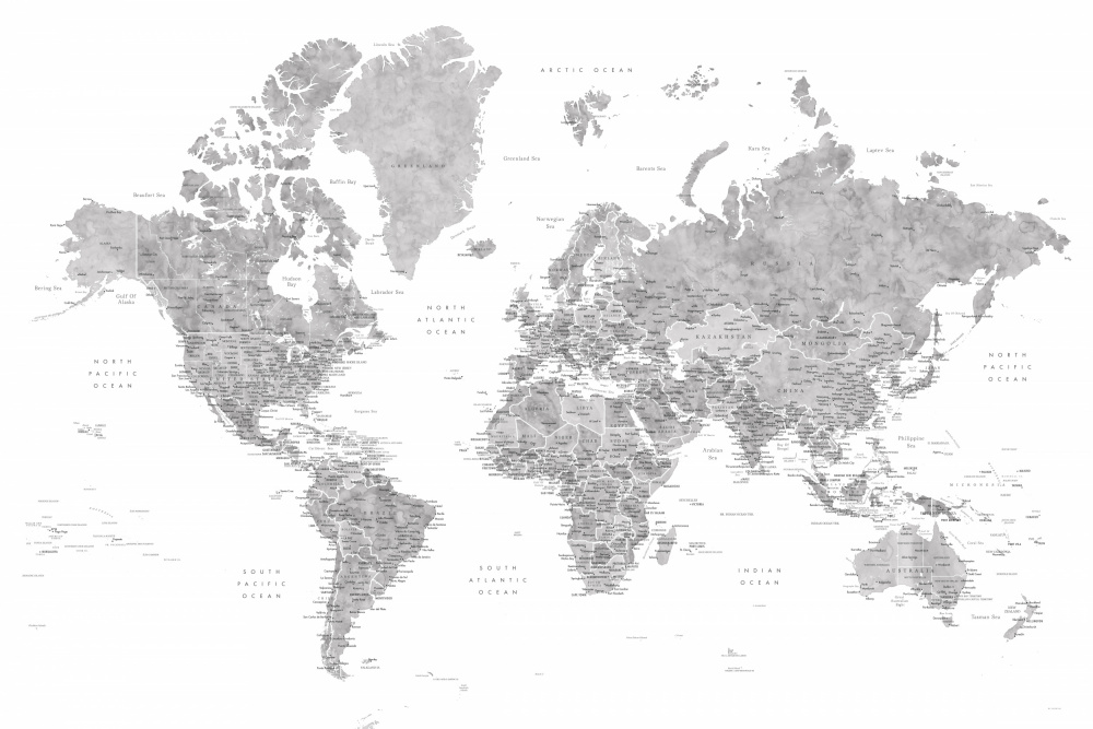 Detailed world map with cities, Jimmy von Rosana Laiz Blursbyai