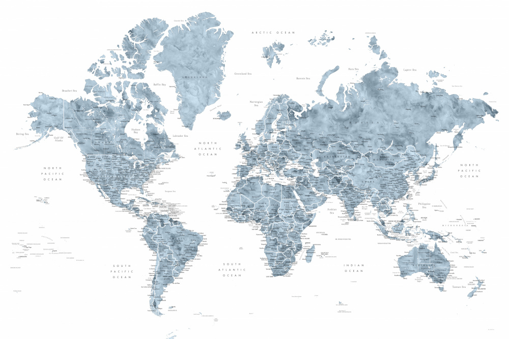 Detailed world map with cities, Ninian von Rosana Laiz Blursbyai