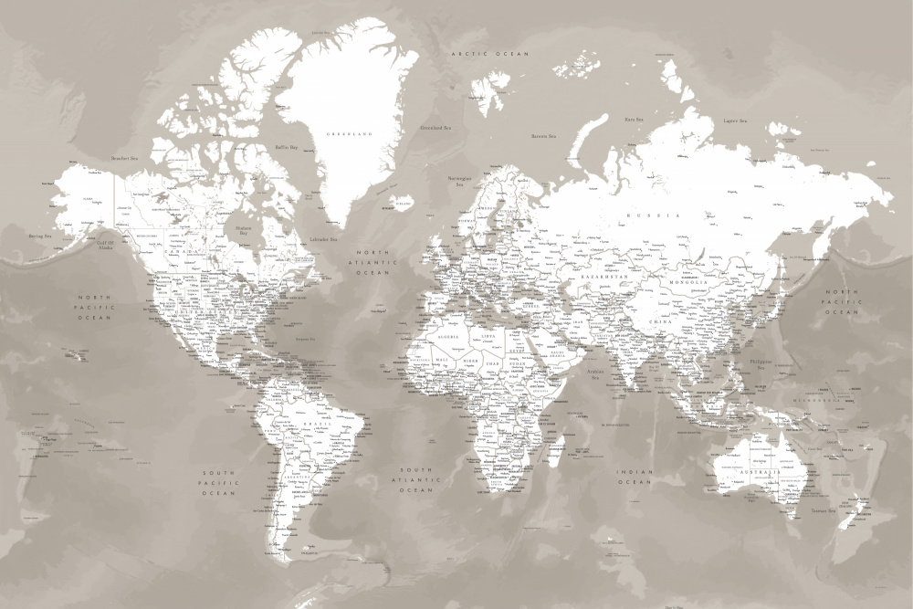 Detailed world map with cities, Orien von Rosana Laiz Blursbyai