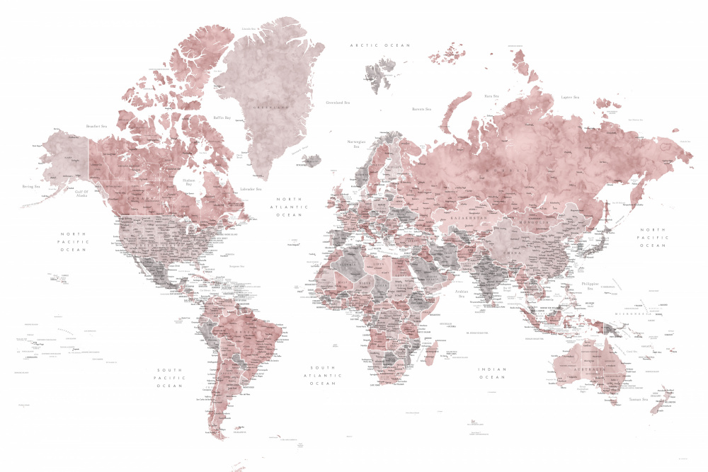 Detailed world map with cities, Piper von Rosana Laiz Blursbyai