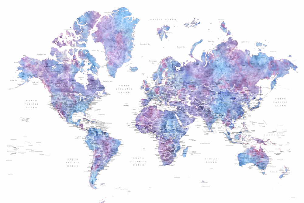 Detailed world map with cities, Raul von Rosana Laiz Blursbyai