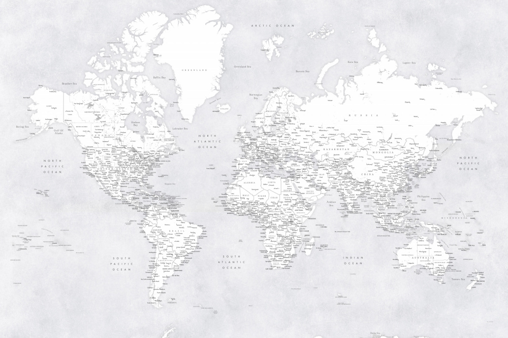 Detailed world map with cities, Siv von Rosana Laiz Blursbyai