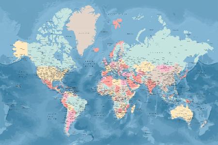 Detailed world map with cities, Vickie