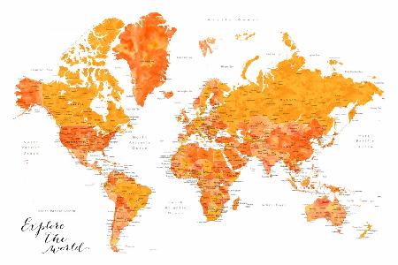 Explore world map with cities, Carlotta