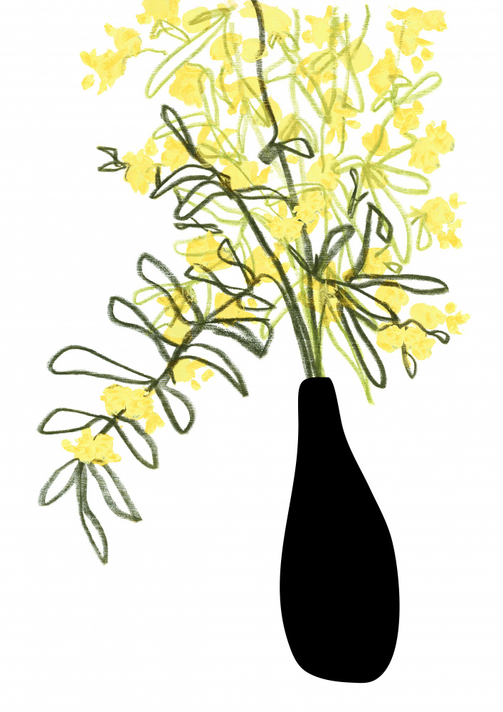 Yellow blooms in a vase von Rosana Laiz Blursbyai