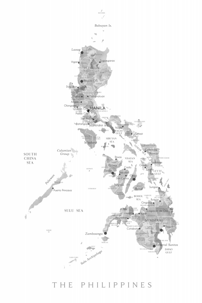 Gray watercolor map of Philippines von Rosana Laiz Blursbyai