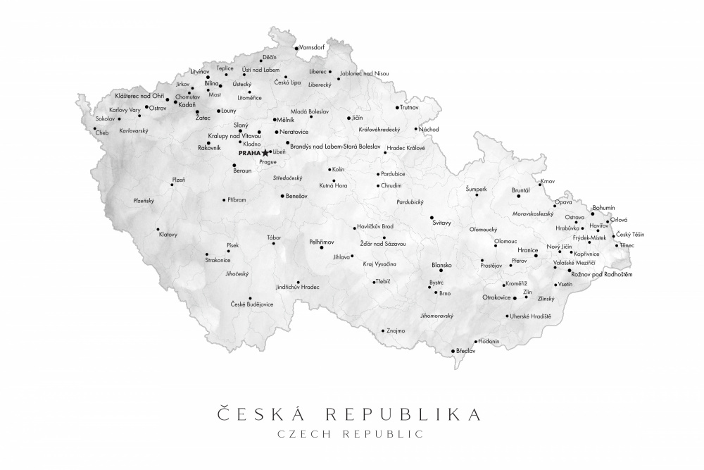 Gray watercolor map of the Czech Republic von Rosana Laiz Blursbyai