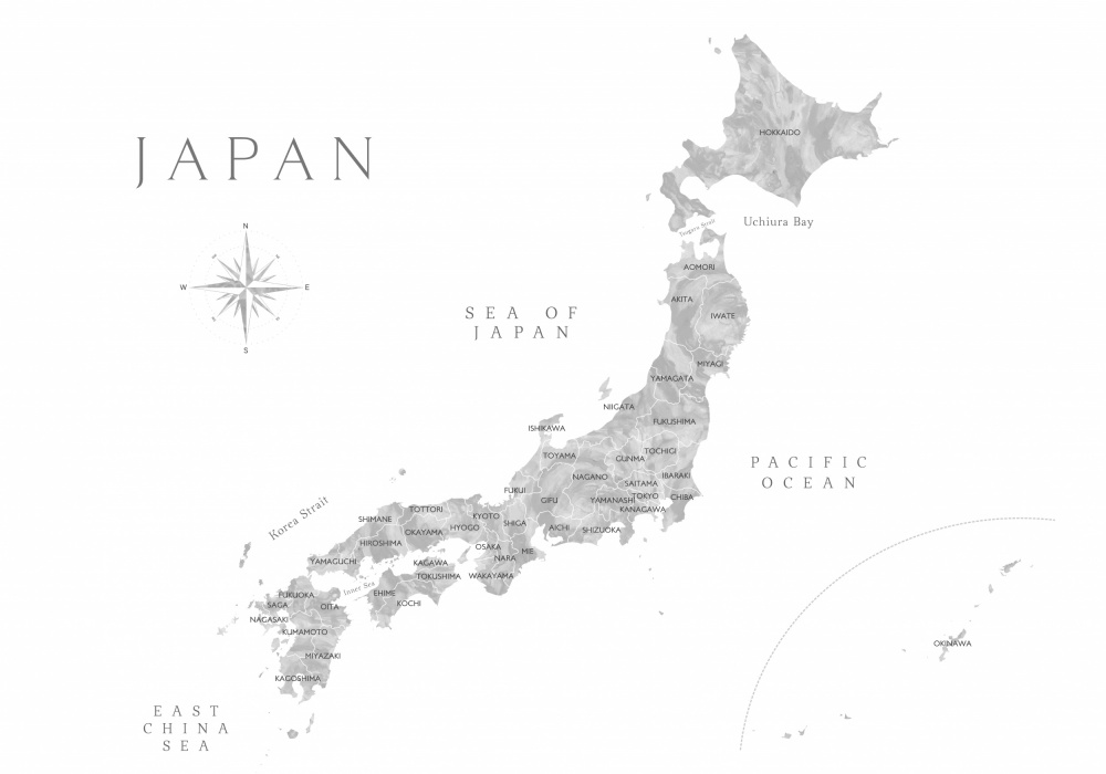 Gray watercorlor map of Japan von Rosana Laiz Blursbyai