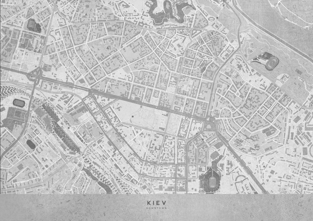 Gray map of Kiev downtown (pre-war) von Rosana Laiz Blursbyai