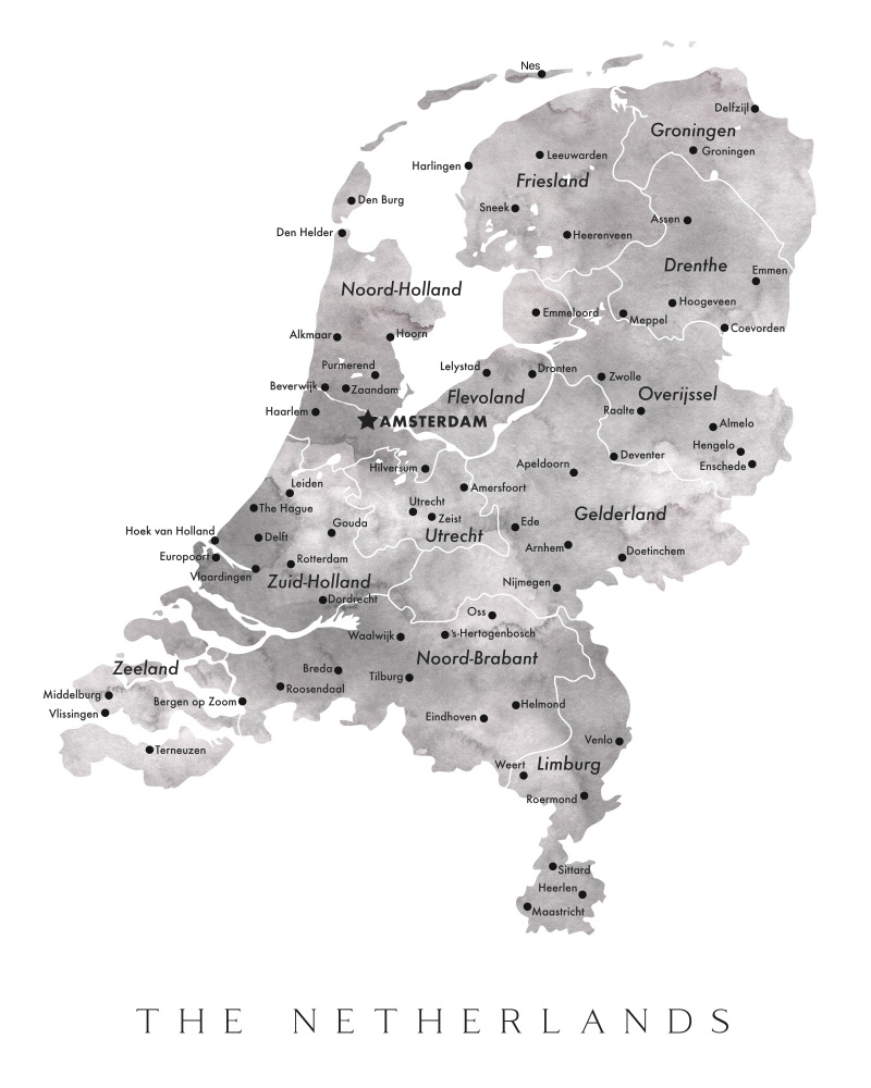 Gray map of the Netherlands von Rosana Laiz Blursbyai