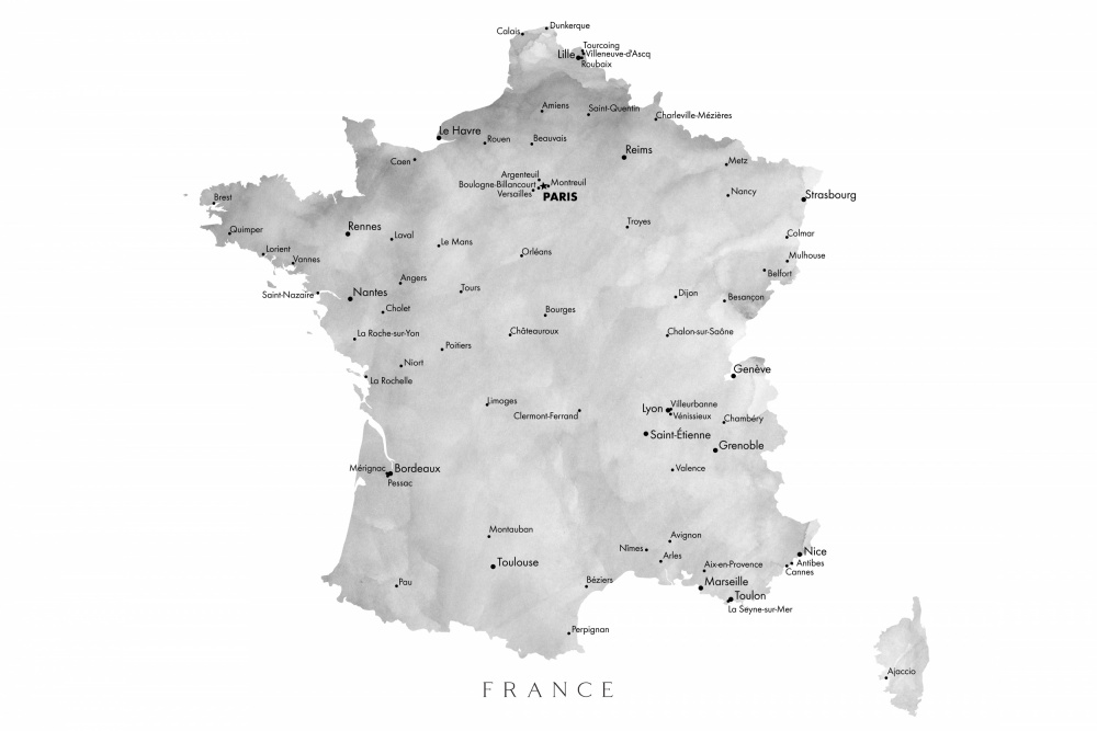 Gray map of France von Rosana Laiz Blursbyai