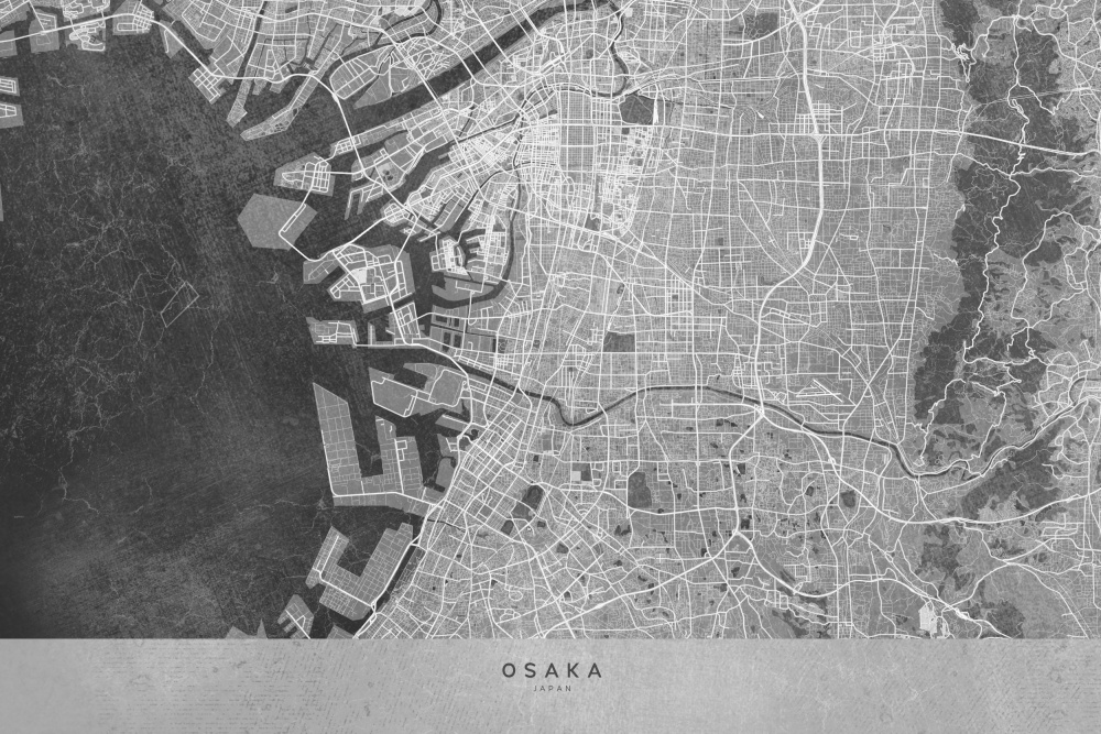 Gray map of Osaka von Rosana Laiz Blursbyai