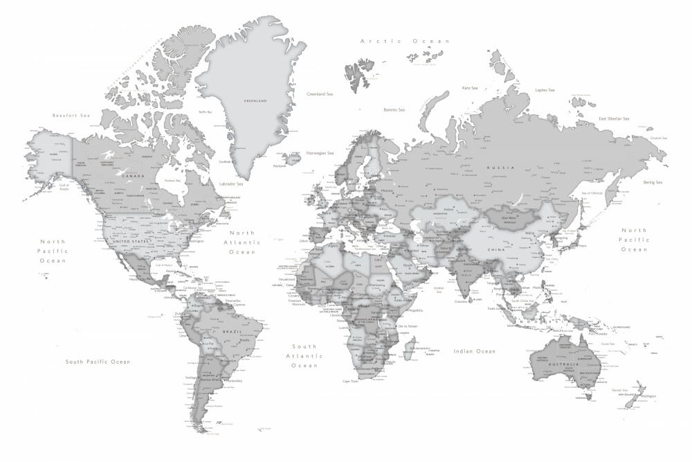 Gray world map with cities, Chas von Rosana Laiz Blursbyai