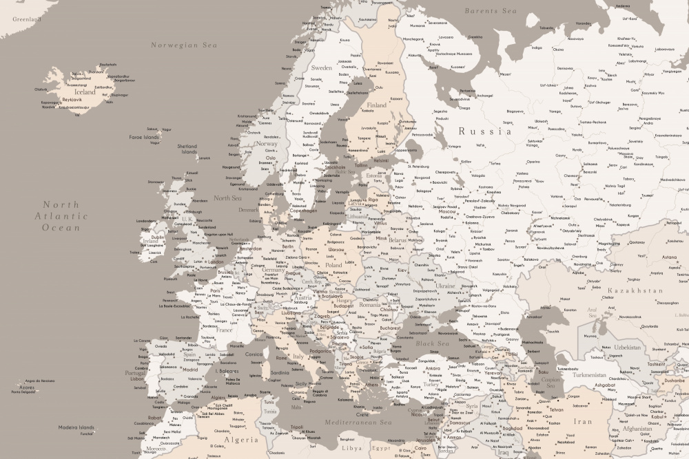 High detail map of Europe in neutrals von Rosana Laiz Blursbyai