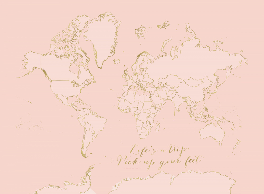 Inspirational pink and gold world map von Rosana Laiz Blursbyai