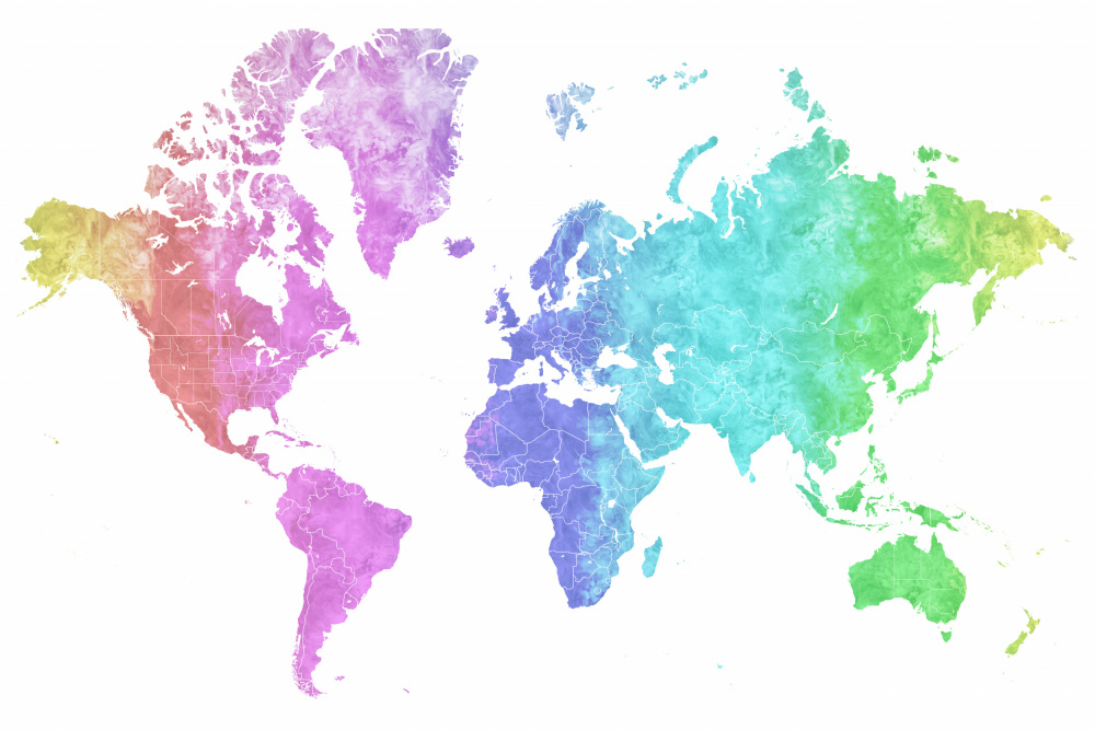 Jude watercolor world map von Rosana Laiz Blursbyai