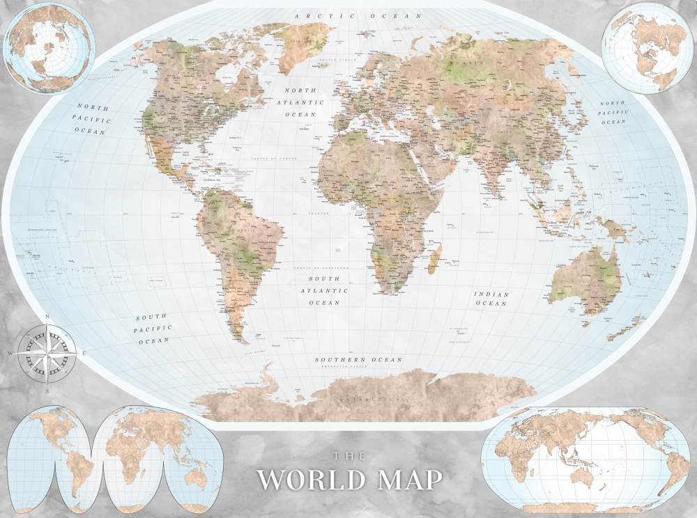 Classic world map in watercolor, Therese von Rosana Laiz Blursbyai