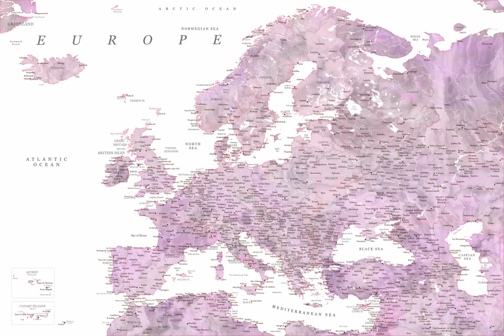 Purple detailed map of Europe von Rosana Laiz Blursbyai