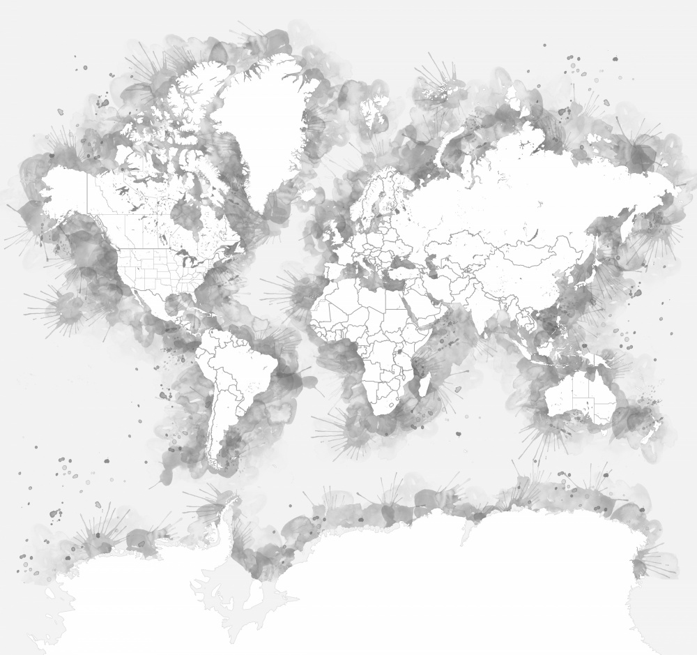 Louiss world map silhouette von Rosana Laiz Blursbyai