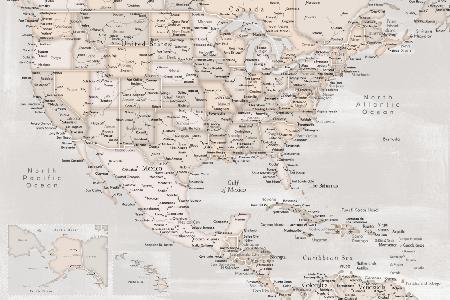 Lucille, map of the United States and the Caribbean sea