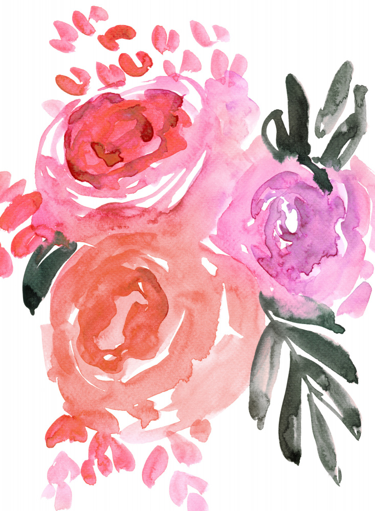 Maeko loose watercolor florals I von Rosana Laiz Blursbyai