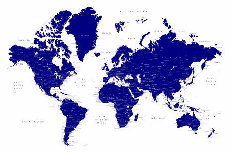 Navy blue world map with cities, Nevin