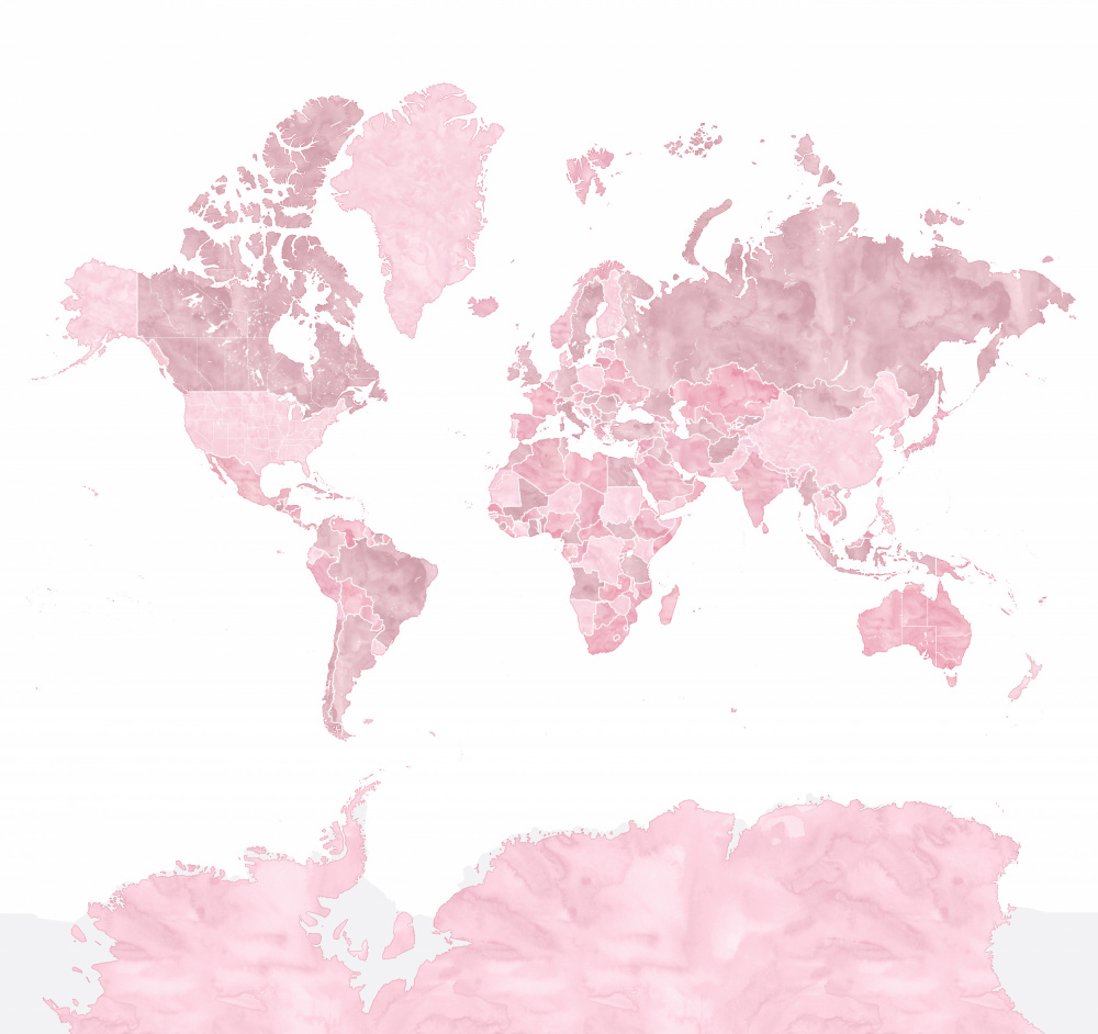 Melit pink watercolor world map von Rosana Laiz Blursbyai