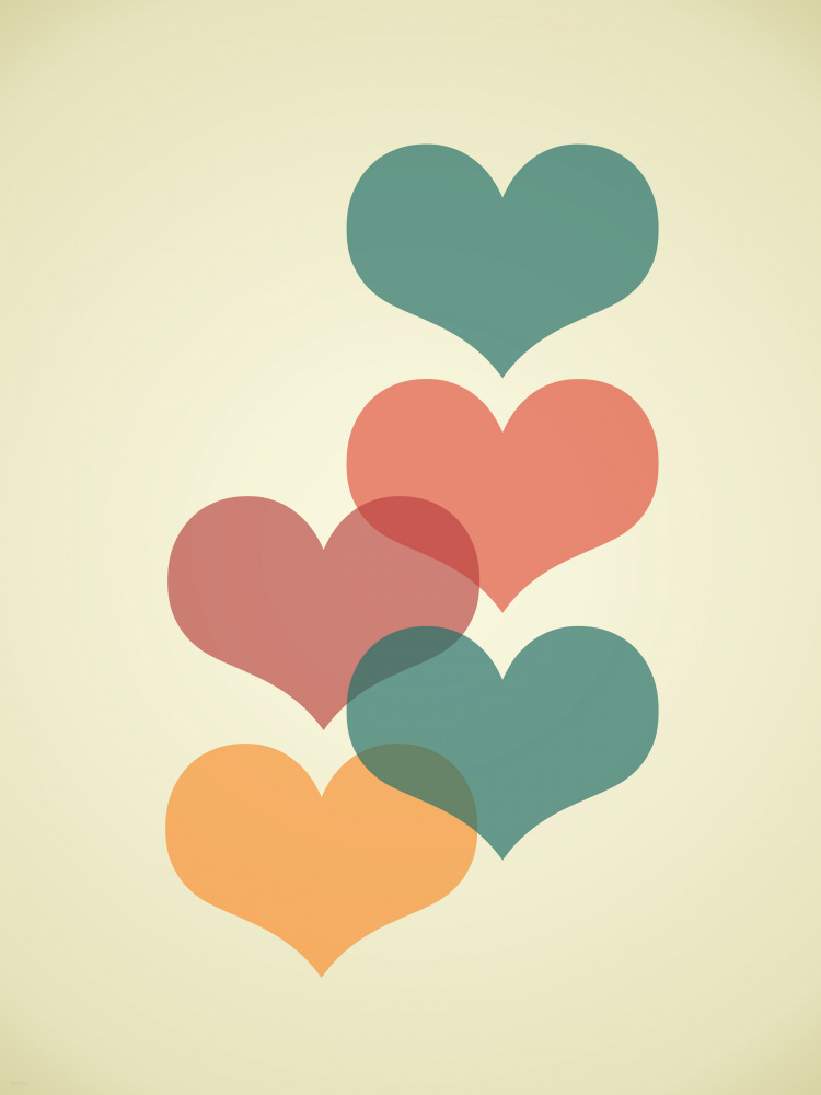 Mid century hearts I von Rosana Laiz Blursbyai