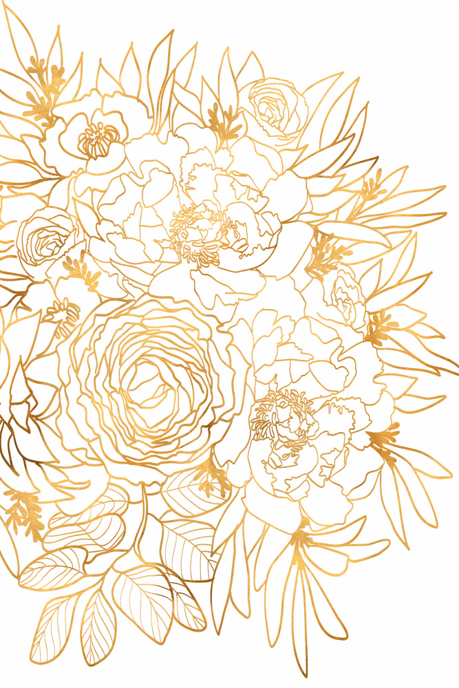 Nanette floral art in gold von Rosana Laiz Blursbyai