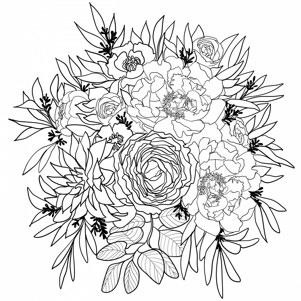 Nanette flower bouquet in black and white von Rosana Laiz Blursbyai