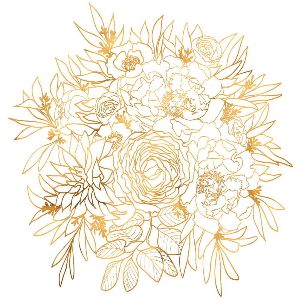 Nanette line art bouquet in gold von Rosana Laiz Blursbyai