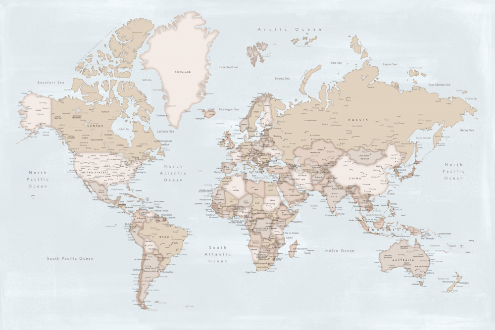 Rustic world map with cities, Renisha von Rosana Laiz Blursbyai