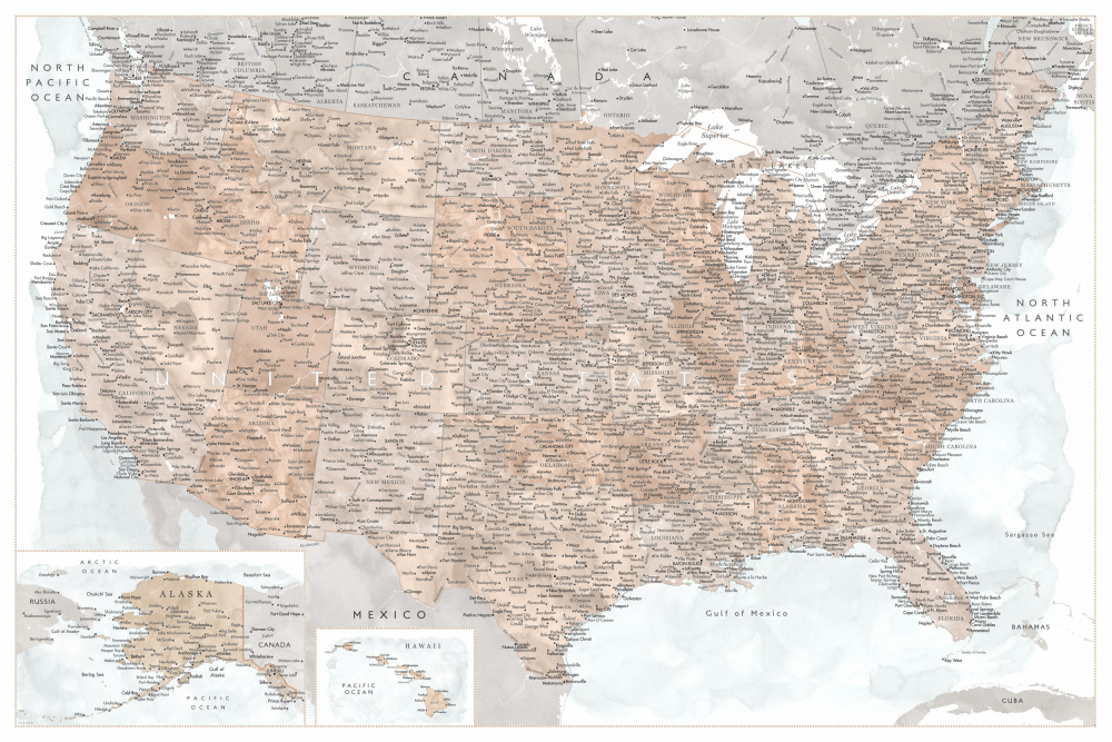 Highly detailed map of the United States, Calista von Rosana Laiz Blursbyai