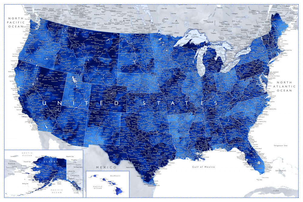 Highly detailed map of the United States, Gulzar von Rosana Laiz Blursbyai