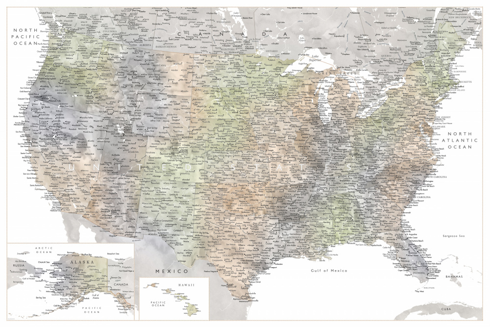 Highly detailed map of the United States, Habiki von Rosana Laiz Blursbyai