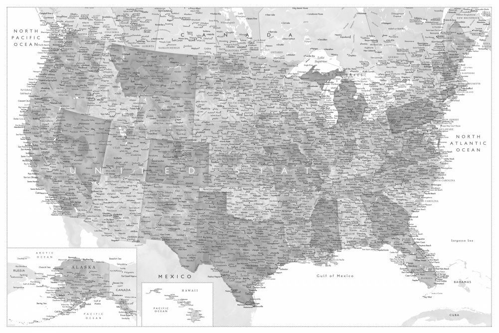 Highly detailed map of the United States Jimmy von Rosana Laiz Blursbyai