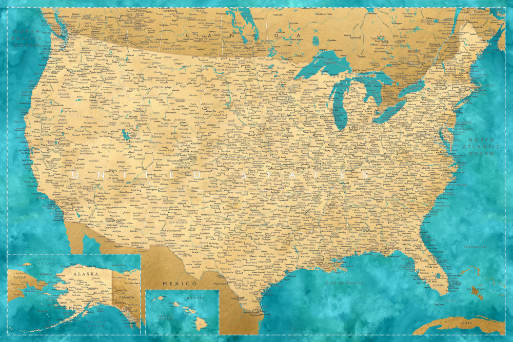 Highly detailed map of the United States, Lexy von Rosana Laiz Blursbyai