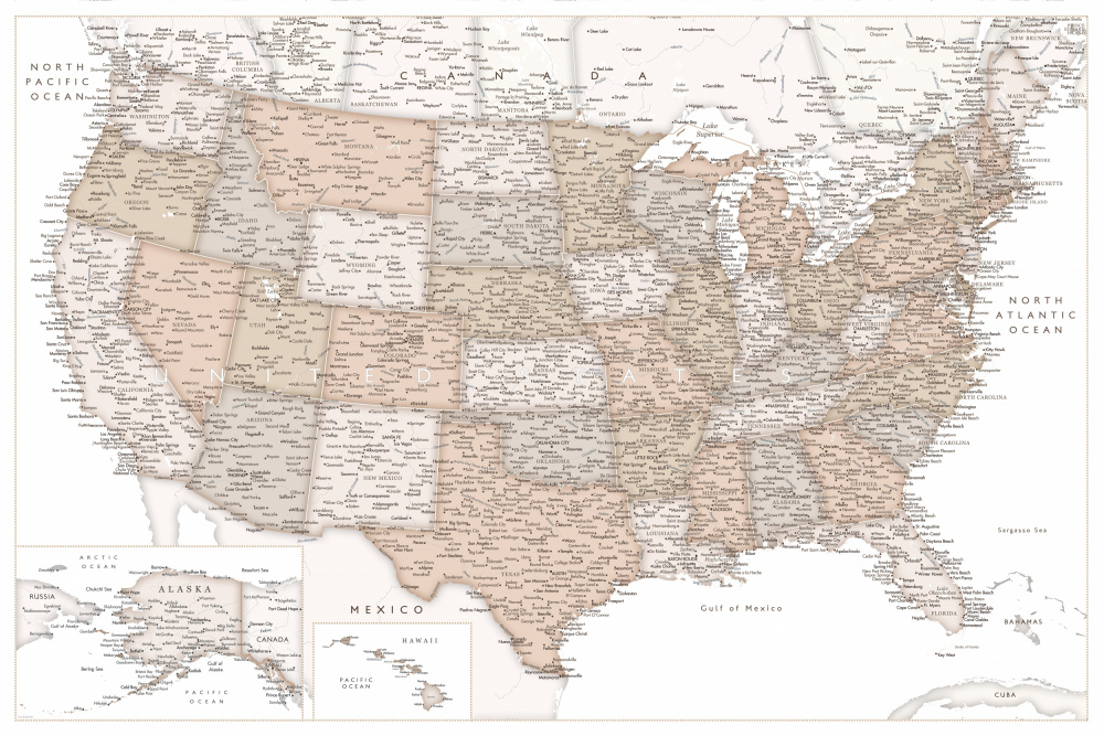 Highly detailed map of the United States, Louie von Rosana Laiz Blursbyai