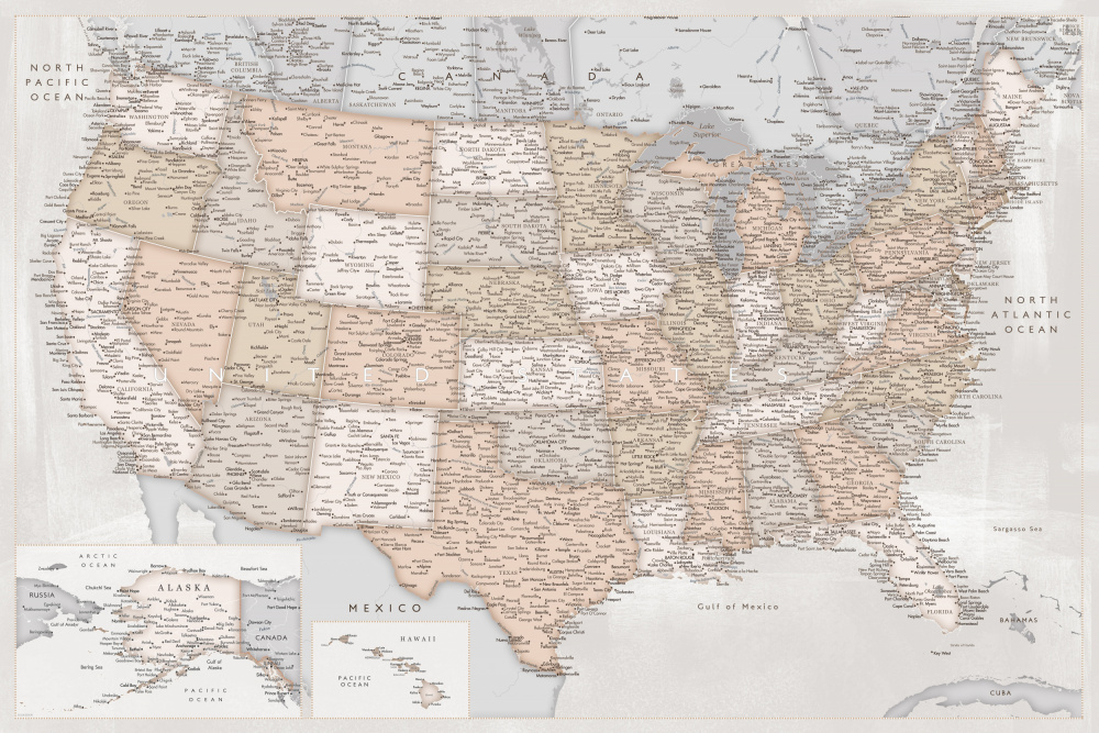 Highly detailed map of the United States, Lucille von Rosana Laiz Blursbyai