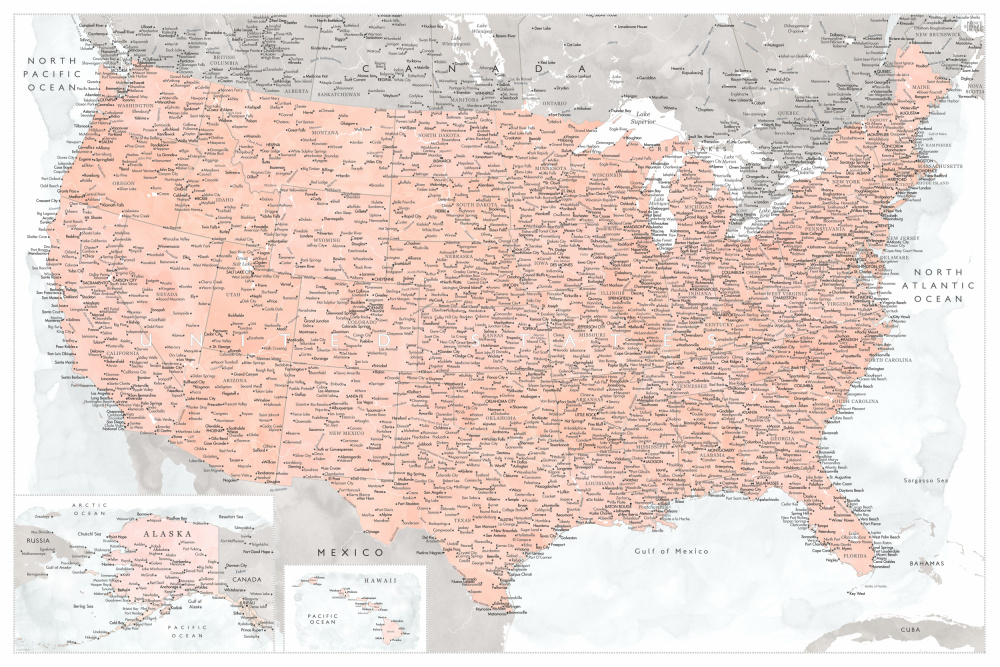 Highly detailed map of the United States, Lynette von Rosana Laiz Blursbyai