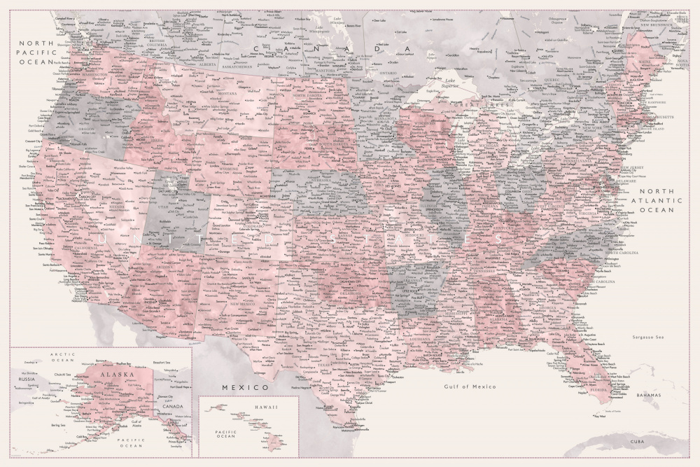 Highly detailed map of the United States, Madelia von Rosana Laiz Blursbyai