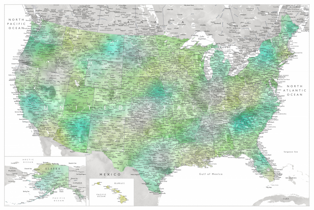 Highly detailed map of the United States, Oriole von Rosana Laiz Blursbyai