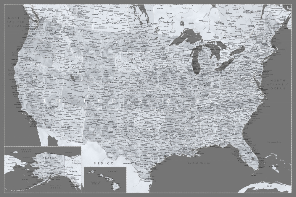 Highly detailed map of the United States, Paolo von Rosana Laiz Blursbyai